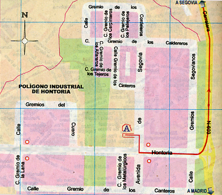 Mapa de localización de Alco Automatismos en el polígono industrial e Hontoria, Segovia.